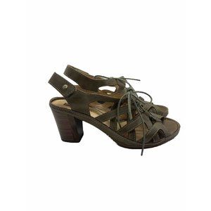 Pikolinos Women's Safari Heeled Lace Up Sandals EU 39 US 8.5/9 Brown Olive Green